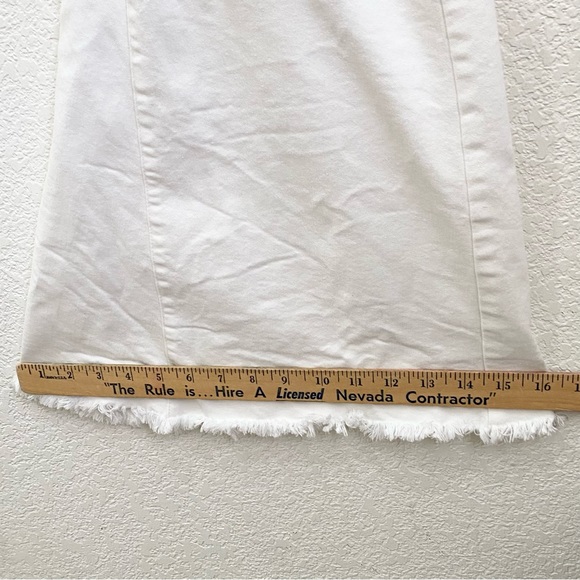 NEWBURY KUSTOM White Denim Raw Hem High Rise Wide Leg Flare Pull On Jeans Size L - Picture 8 of 13